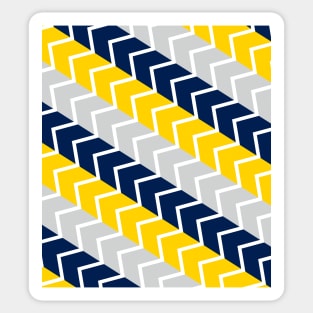 Blue Yellow And Grey Stripe And Zig Zag Abstract Pattern Design Sticker